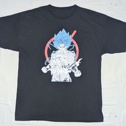 Y2K Dragon Ball Z Shirt Mens Large Black Blue Goku Graphic Tee
