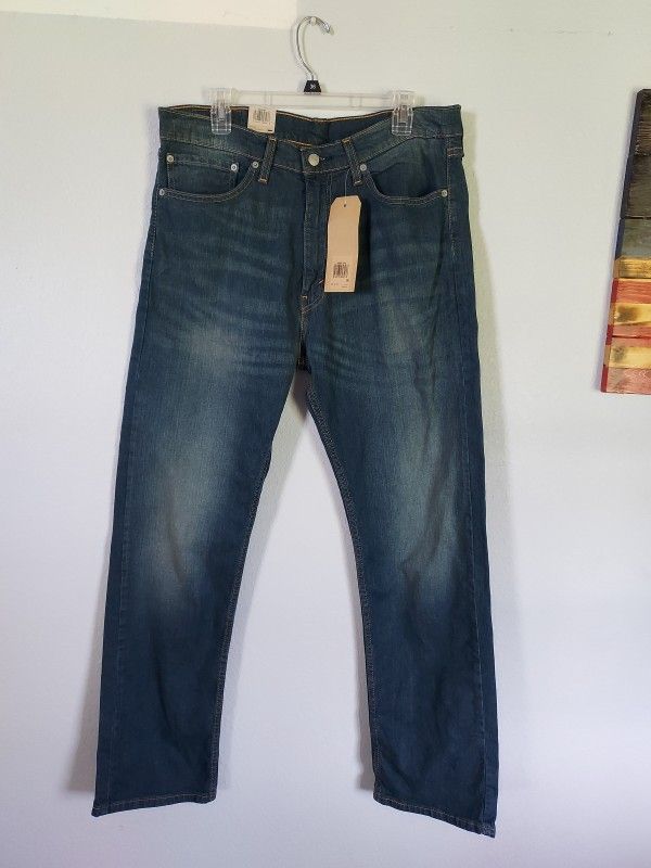 Levi's Men's Blue Jeans 505 Regular Fit Straight Leg Stretch Size 36 X 32 NEW