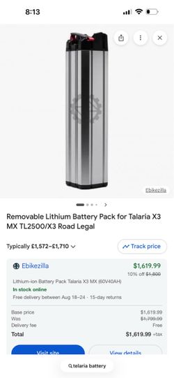Removable Lithium Battery Pack for Talaria X3 MX TL2500/X3 Road Legal