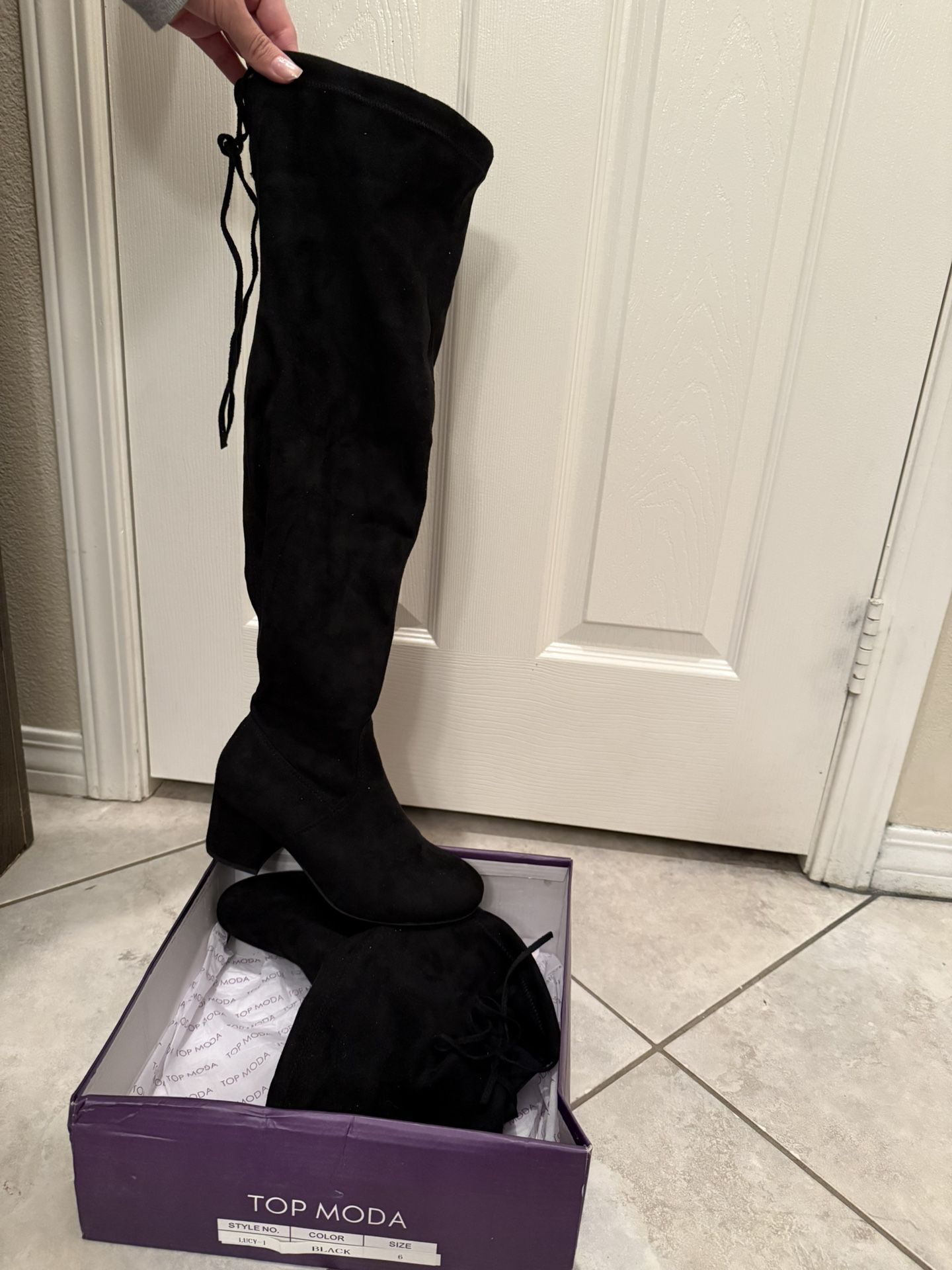 Black Thigh High Booties