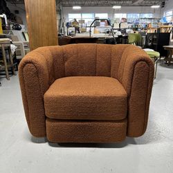 Upholstered Swivel Accent Chair 360° Comfy Club Chair Teddy Arm Chair Single Sofa,Swivel Barrel Chair For Living Room Bedroom-Cuddlewood