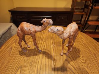 Pair of Leather Wrapped Camel Figurines