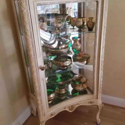 Italian Curio Cabinet With Marble Top