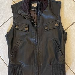 June Women’s  black Leather Vest- Medium