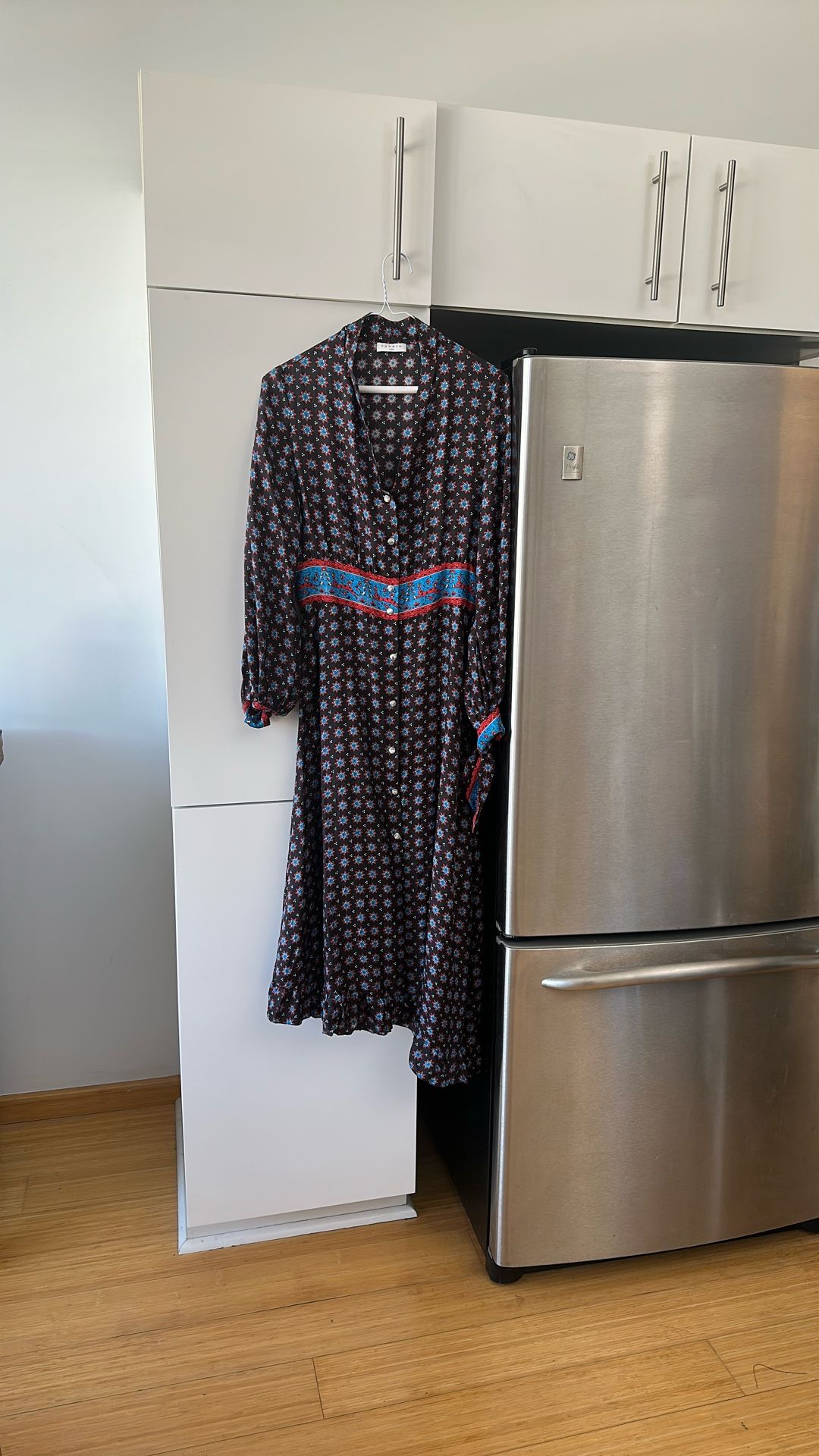 Sandro Catlyn Mix Print Long Sleeve Silk Shirtdress( Mint Conditions)