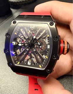 Richard Mille style ( S Pagani design  ) skeleton Watch Red Strap