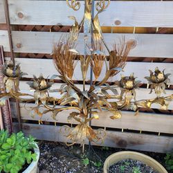 Vintage Rustic  Brass Flowers Brocade