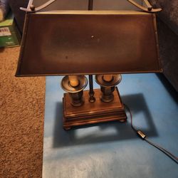 Brass Bouillotte Style Double Candlestick Desk Lamp