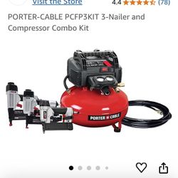 Air Compressor Combo Kit, New Compressor, 3 Nail Guns, Hose, Nails, Tool Bag. Price Firm