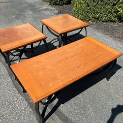 Wooden Coffee Table & 2 Side Table Set