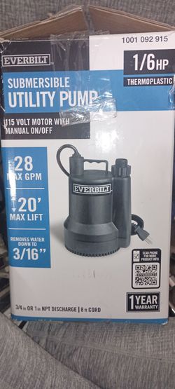 Everbilt 1/6hp Submersible Utility Pump