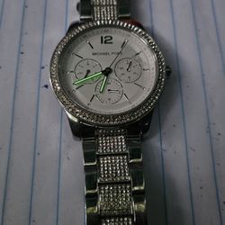 Mk Stainless Steel Wristwatch With Lab Diamonds