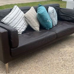 Brown Faux Leather Sofa 