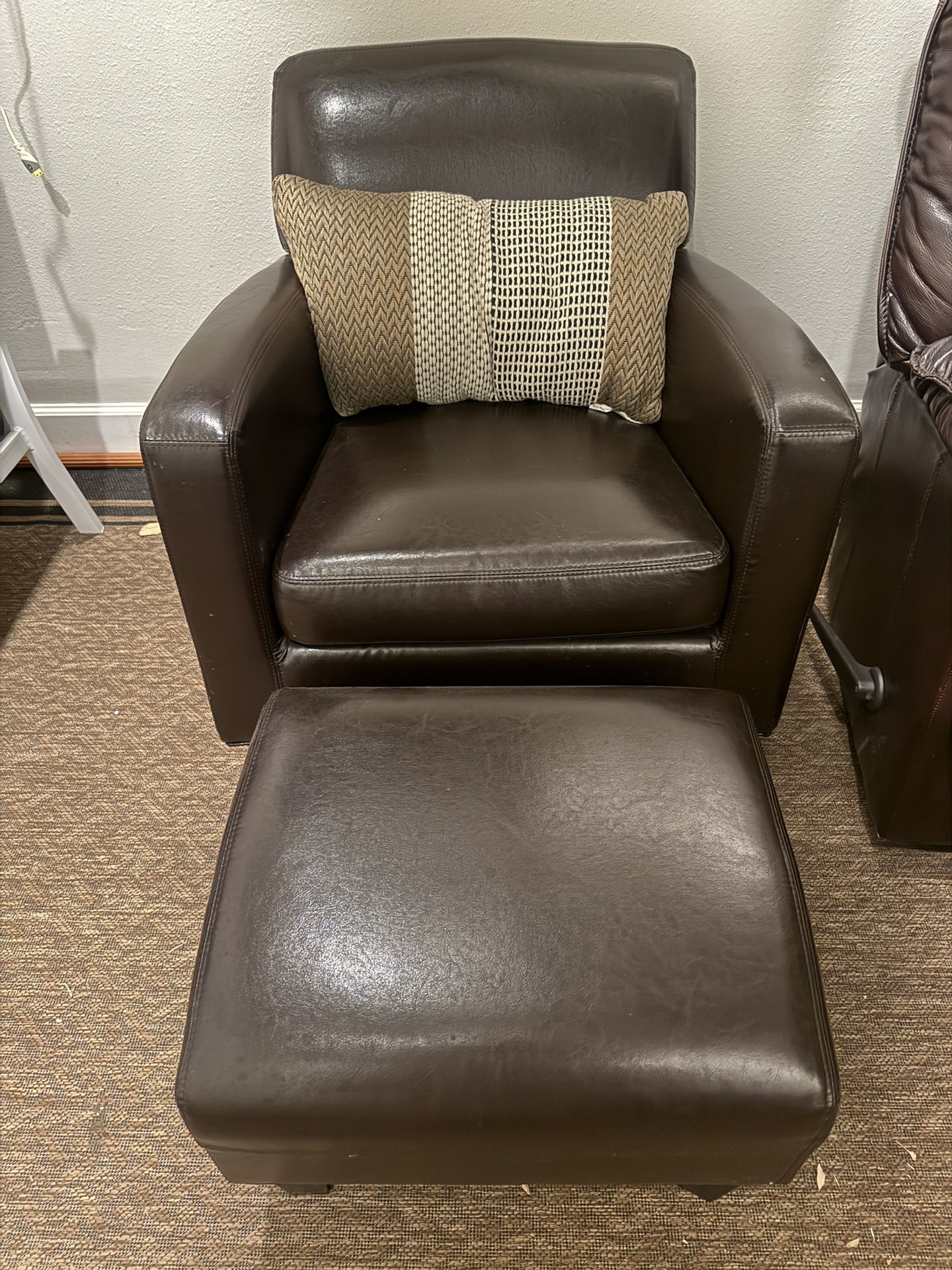IKEA Jappling Faux Leather Chair & Ottoman – Great Condition – $75 OBO