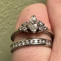 14K White Gold Engagement and Wedding ring set - Make an offer!!