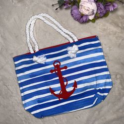 Large Striped Nautical Tote Bag