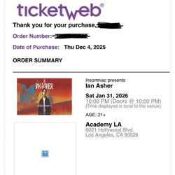 Ian Asher Ticket / Academy LA