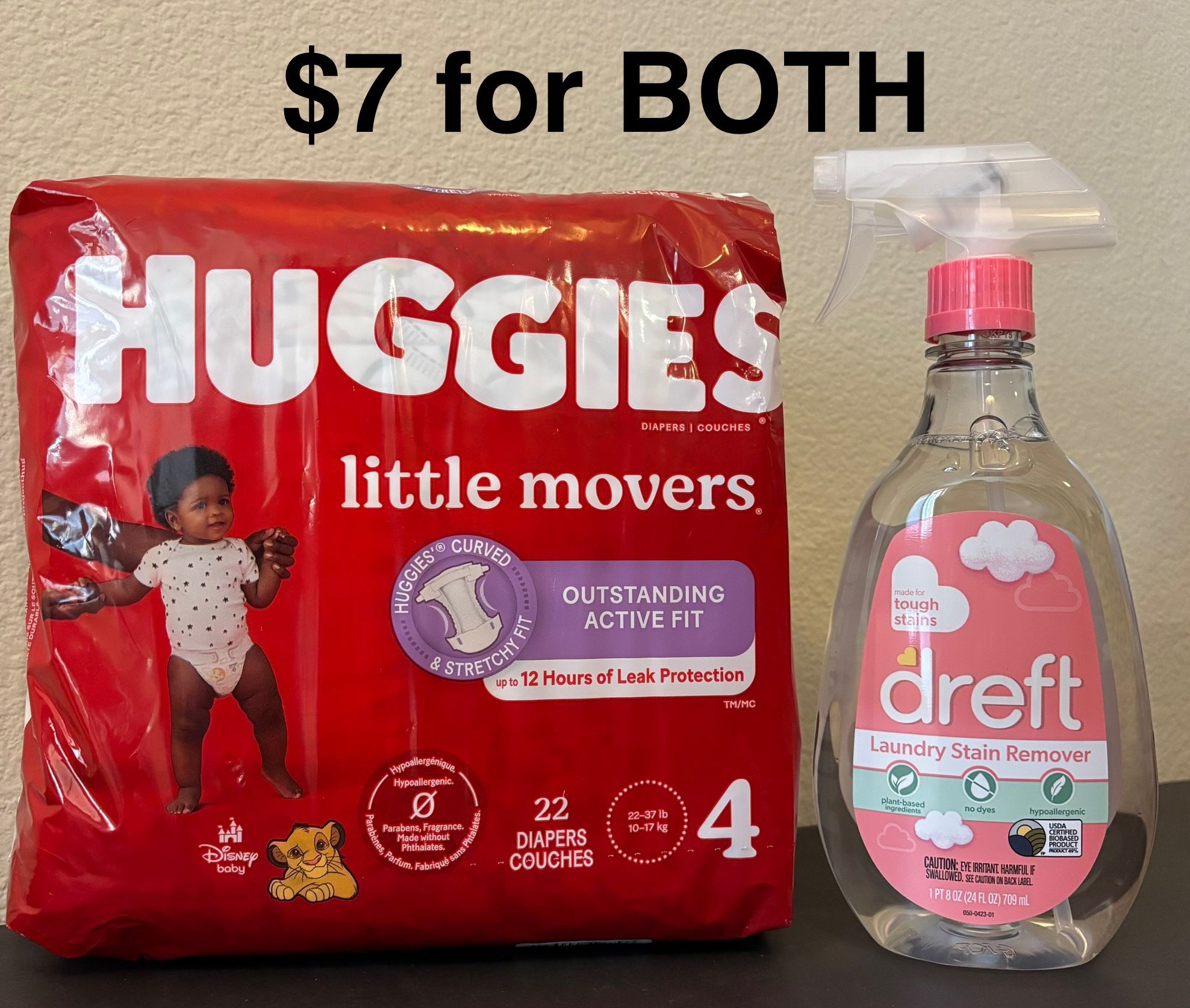 Huggies Size 4 & Dreft Laundry Stain Remover 