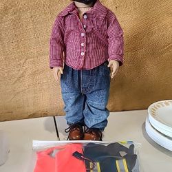18" Boy Doll With Outfits And Accessories