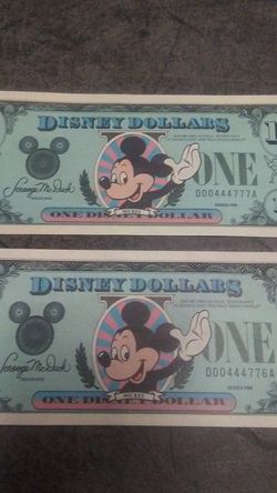 1988 Disney one dollar bills