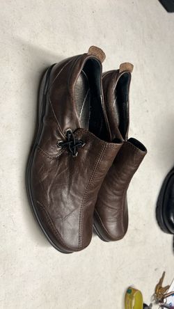 Brown Leather Slip-On Ankle Shoes