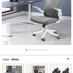 Mesh Chair with Adjustable Lumbar Support,High-Back Ergonomic Computer Chair with Wheels,Home Office Desk Chair White