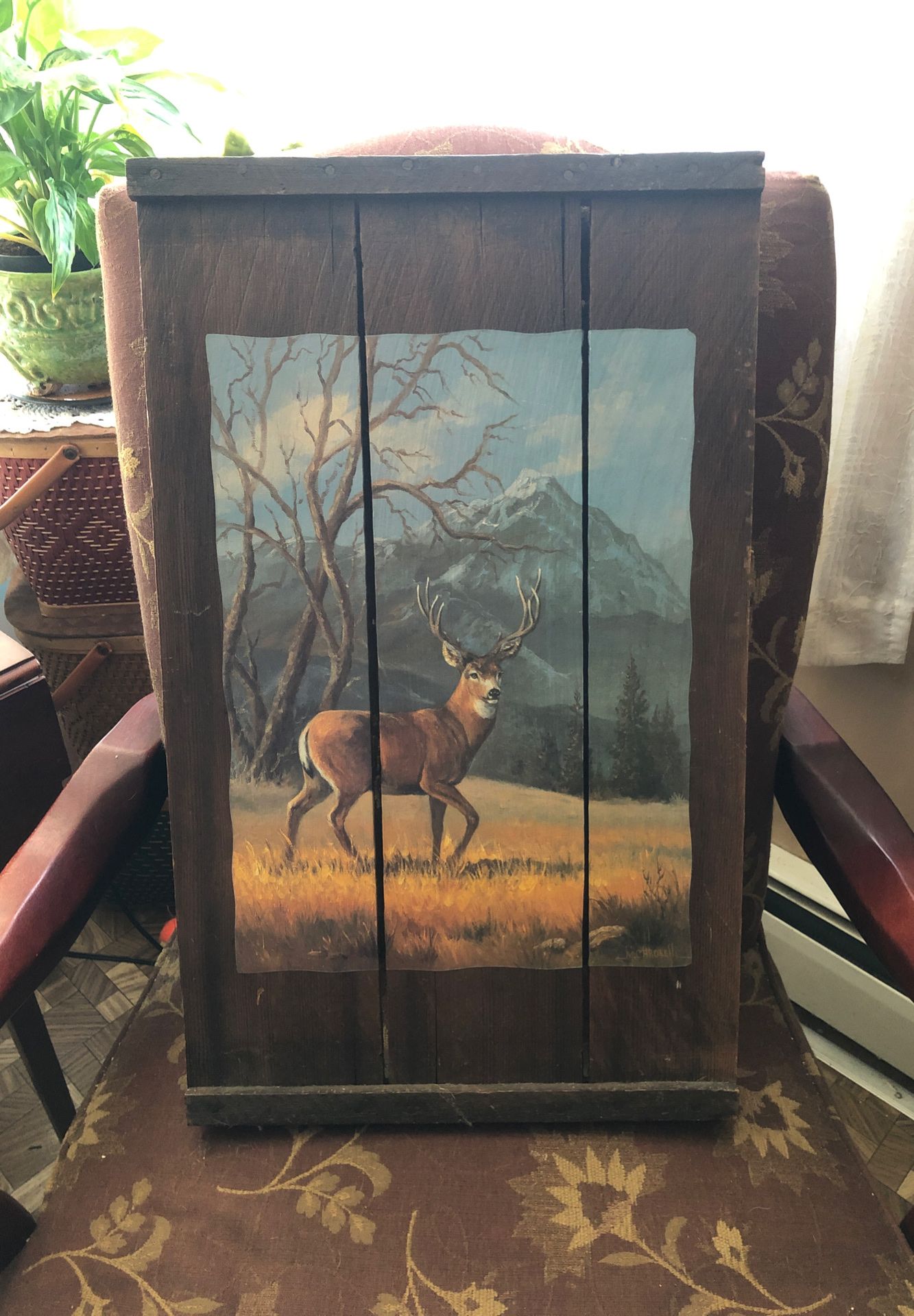 Barn wood Deer picture 25 “ tall 15 across