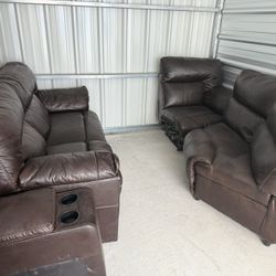 Mahogany Brown, Leather Sectional