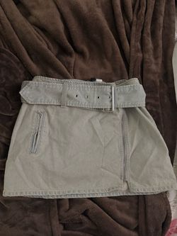 Light Wash Denim Mini Skirt with Belt