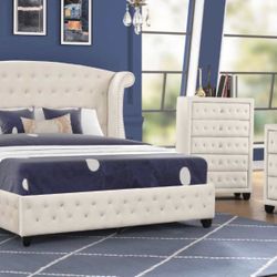 NEW 5 PCS QUEEN VELVET BEDROOM SET ! MATTRESS SOLD SEPARATELY 