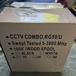 Almost Complete Wooden Spool Of CCTV Wire RG59/U