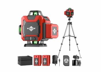 (J-25) WEIDDW Laser Level 360° Green Cross Line Self Leveling Laser Measuring Tool ,Ideal for interior decoration, picture hanging, tiling, ceiling in