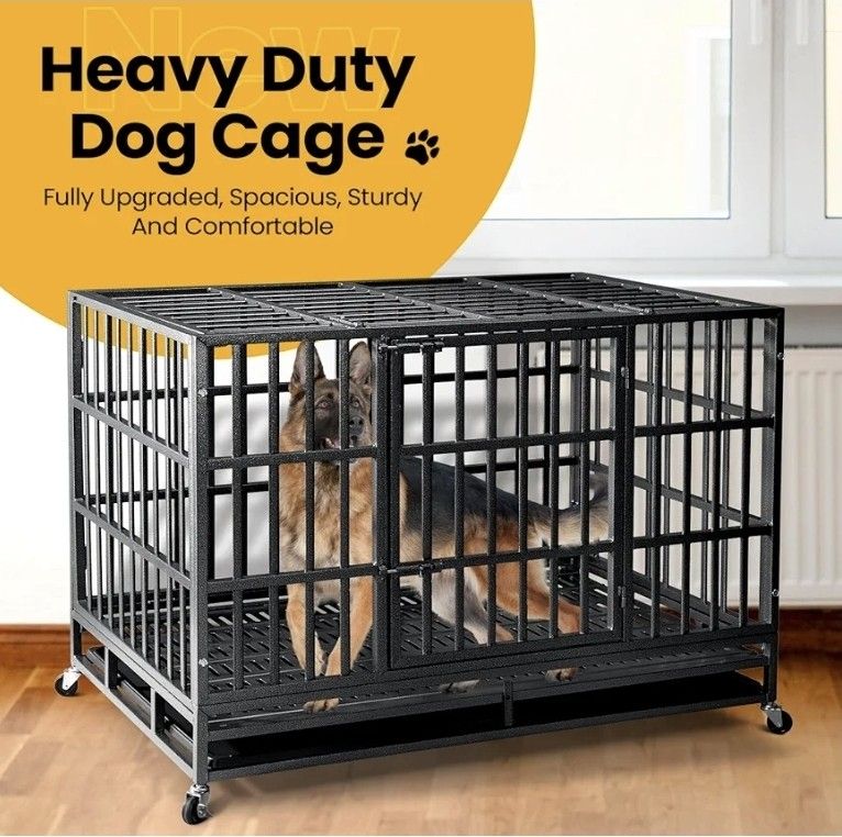 Oranland 48 inch Heavy Duty Indestructible Dog Crate,2025 New Upgraded Reinforced Baseplate for Larg