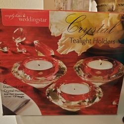 Set Of 12 Weddingstar Crystal Diamond Shaped Tealight Candle Holders (10Avail)