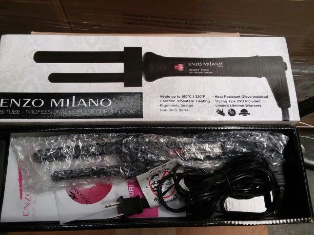 Enzo Milano Bi-tube Professional Clipless Curling Iron Model Bi1316b