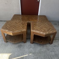 Vintage 3-piece Furniture Set (Coffee Table and Two Octagonal Side Tables)