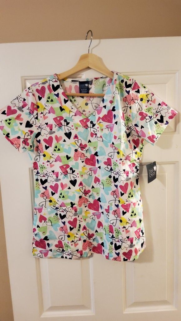 Women Zoe & Chloe Scrub Top Size XS