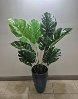 *** REDUCED *** 45" Faux Monstera in a 21" Blue Resin Planter @ Lasting Creations