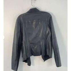 Bar lll Designer Black Faux Leather Zipped Pockets Biker Jacket Women Small