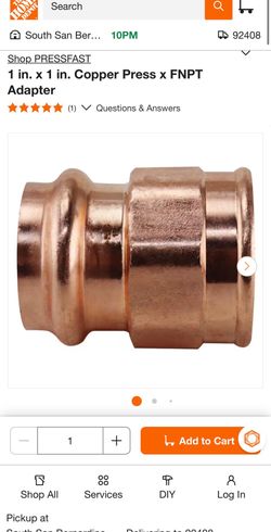 1 in. x 1 in. Copper Press x FNPT Adapter