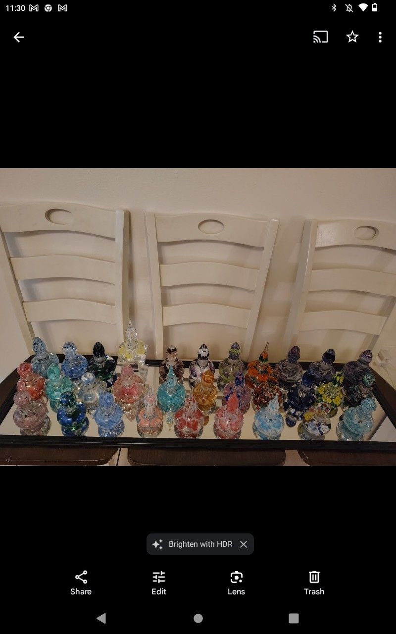 Vintage Glass Blown Perfume Bottles Asst Colors