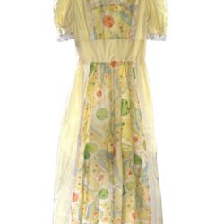 Vtg XS Yellow Floral Lace 70’s Hand Made Maxi Dress