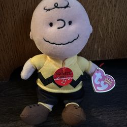 Ty Beanie Baby Peanuts Charlie Brown Squeeze Me Play Song 7.5” 2010 New