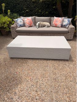 Kathy Kuo Home Concrete Outdoor Coffee Table