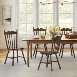 Brown solid wood dining chairs set of 4