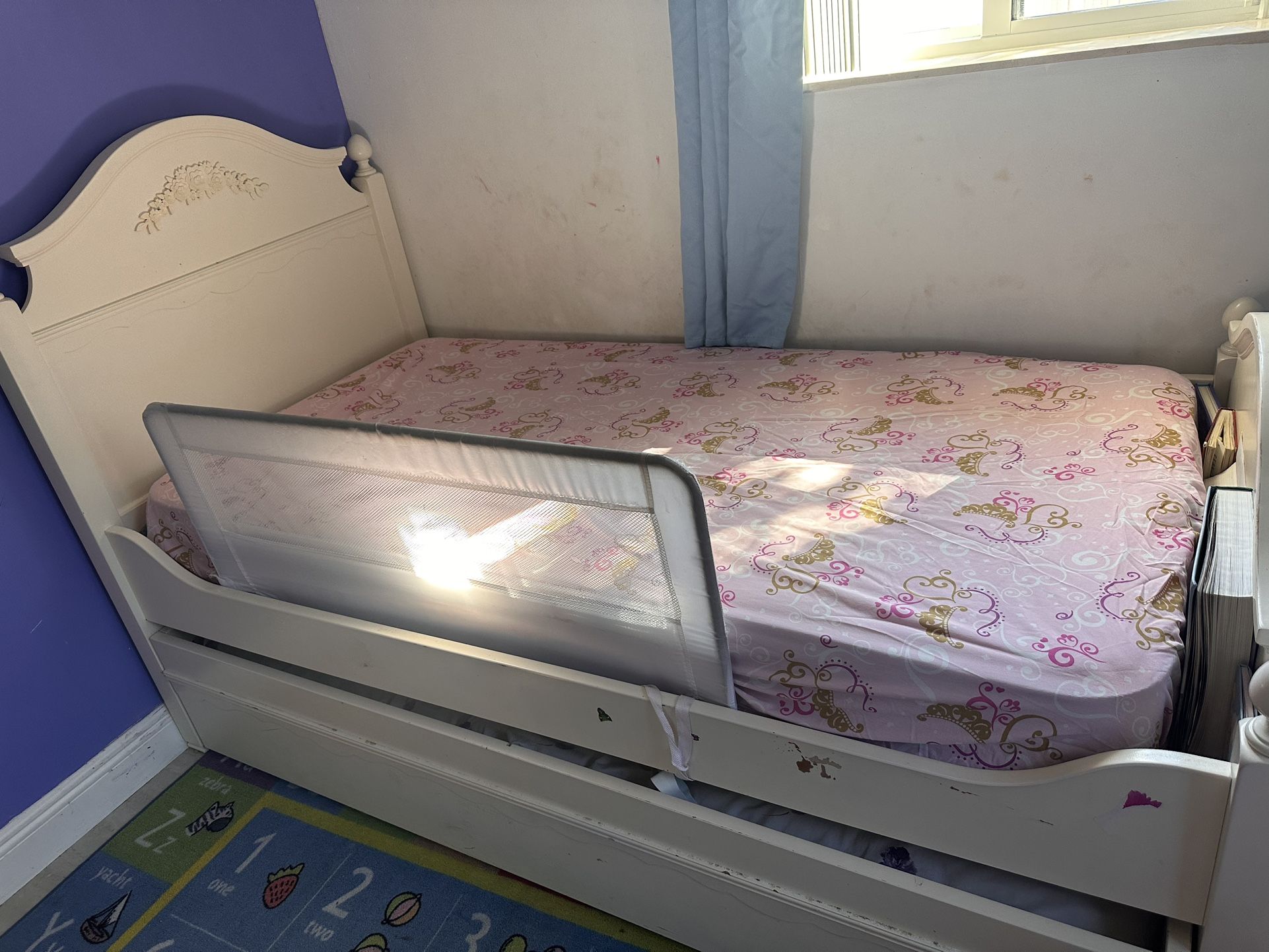 Twin Bed With Trundle Bed And Dresser With Mirror