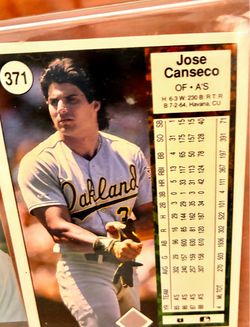 Jose Canseco Oakland A's Baseball Card #371