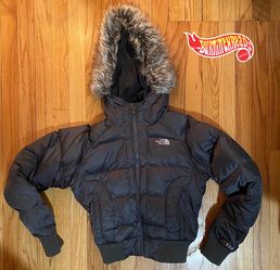 The North Face 550 TNF Gotham Down Bomber Jacket Fur Hoodie Gray Womens XS
