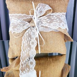 BURLAP & LACE RING BEARER PILLOW $20