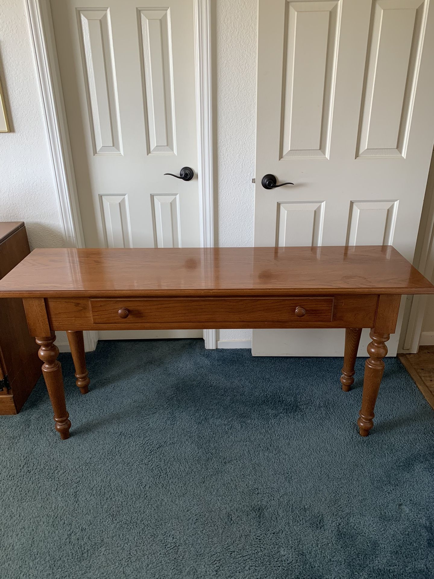 Oak Wood Entry/ Sofa Table, 59 1/2 Wide, 17 Deep, 28 high, Beautiful Table. $40